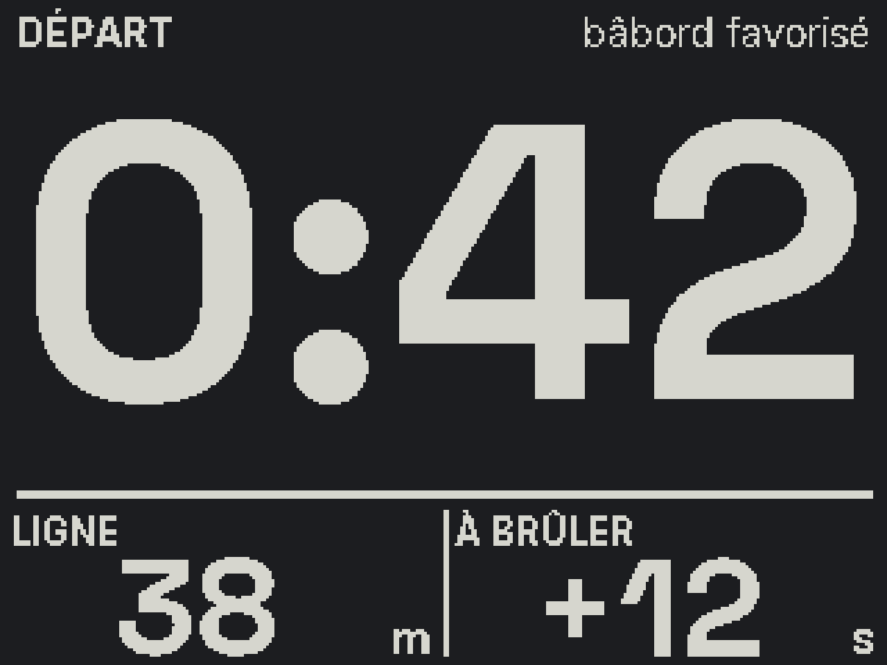 Screen mock-up: last minute before the start, inverted.